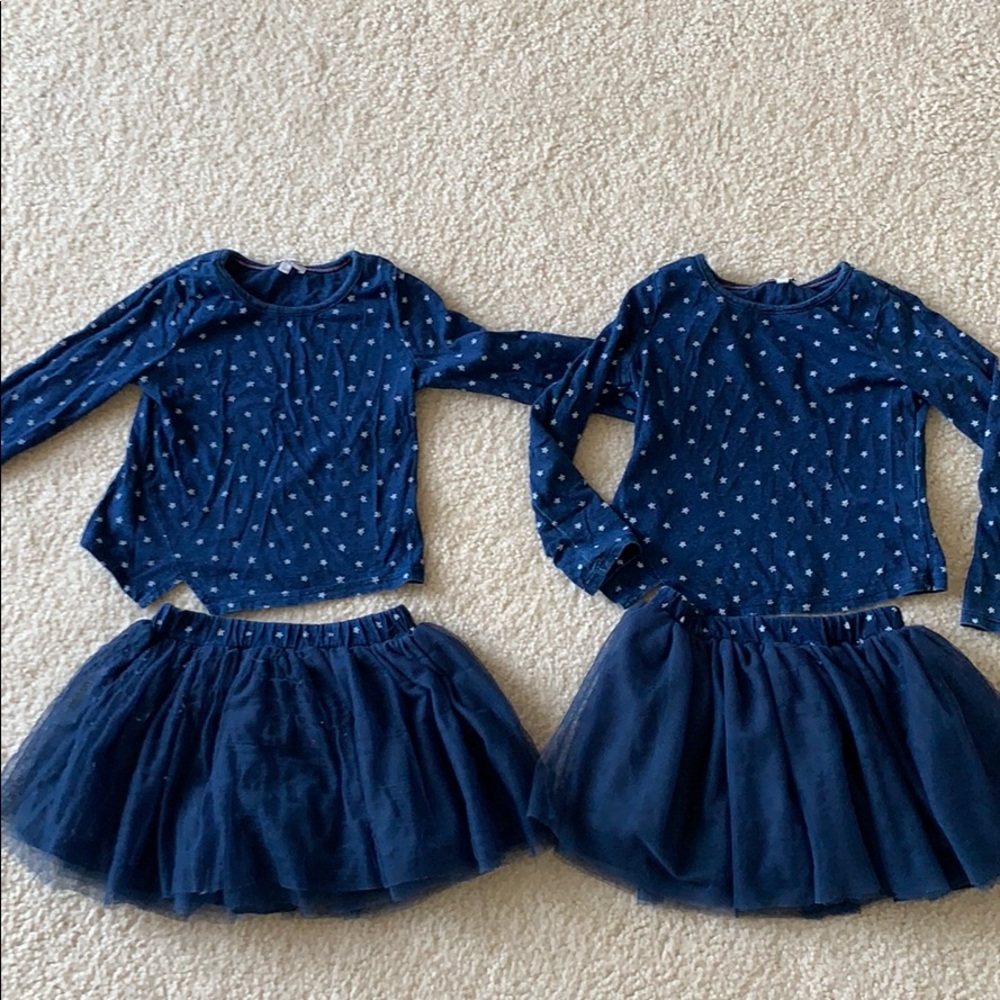 Twin girls splendid star print top and tutus